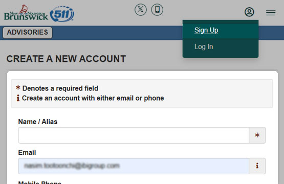 Signing up with NB511
