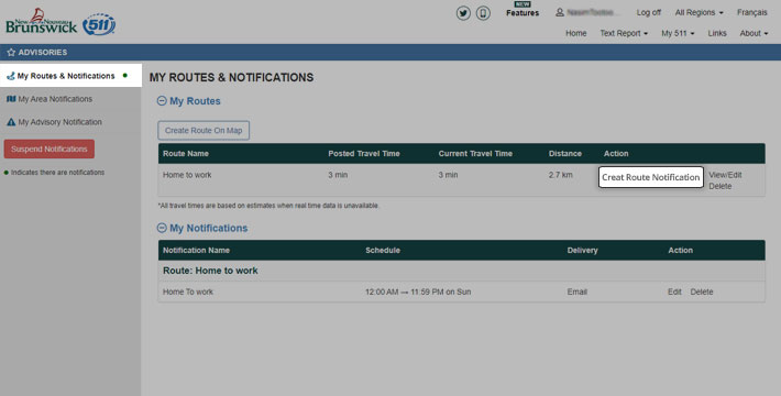 Creating alert for your route