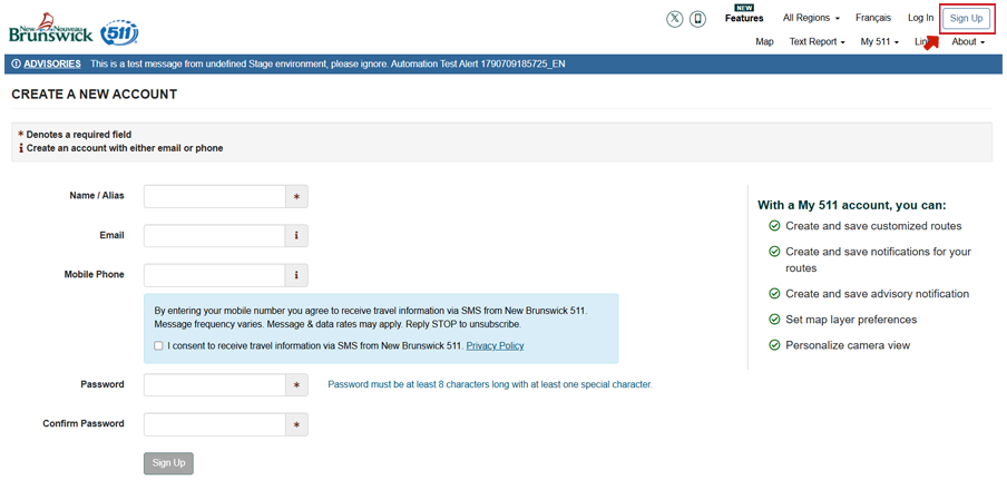 Signing up with NB511