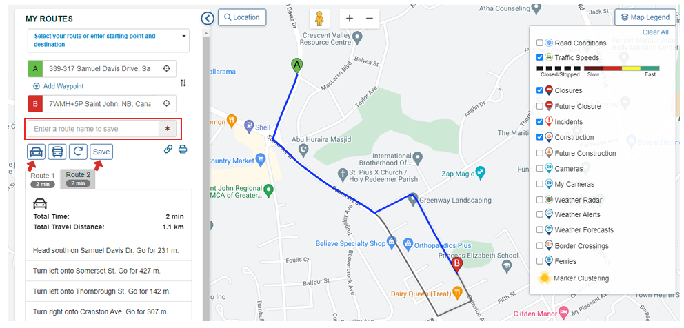 Creating and saving Route